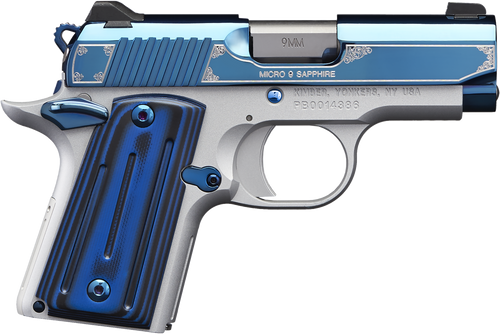 Kimber Mfg.,inc 3300111 Micro 9 Sapphire 9mm 6+1 3.15" Polished Bright Blue PVD Coating Stainless Steel Slide G-10 Grip