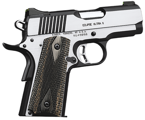 Kimber Mfg.,inc 3200042CA Eclipse Ultra II (CA) 45 ACP 7+1 3" Stainless Steel Slide Brush Polished Front Strap Checkering Laminated Gray/Black Double Diamond Grip