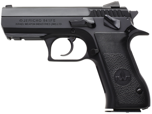 IWI US J941FS9ORP Jericho 941 Mid-Size Frame 9mm Luger 16+1 3.80" Black Chrome Lined Steel Barrel, Black Serrated Steel Slide & Frame w/Beavertail & Picatinny Rail, Black Textured Grips