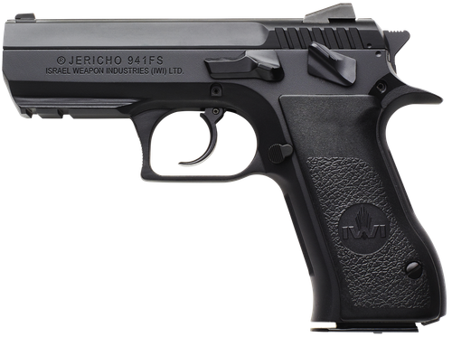 IWI US J941F910ORP Jericho 941 Full Size Frame 9mm Luger 10+1 4.40" Black Chrome Lined Steel Barrel, Black Serrated Steel Slide & Frame w/Beavertail & Picatinny Rail, Black Textured Grips