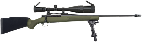Mossberg 28122 Patriot Night Train 300 Win Mag Caliber with 3+1 Capacity, 24" Barrel, Matte Blued Metal Finish, OD Green Stock Right Hand Includes 6-24x50mm Scope & Bipod