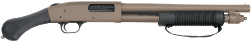 Mossberg 50653 590 Shockwave 12 Gauge 5+1 3" 14.375" Heavy Barrel, Flat Dark Earth Cerakote, Dual Extractors, Drilled & Tapped Receiver, Corncob Forend w/Strap, Raptor Birdshead Grip Stock