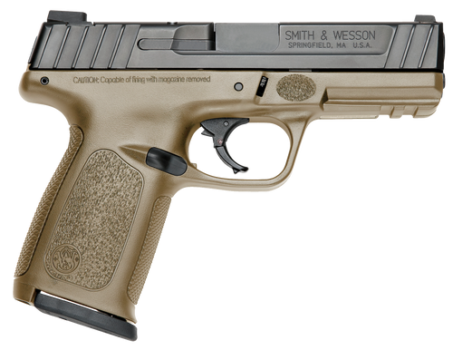 Smith & Wesson 11998 SD9  Compact Frame 9mm Luger 16+1, 4" Black Armornite Stainless Steel Barrel & Serrated Slide, Flat Dark Earth Polymer Frame w/Picatinny Rail, FDE Textured Grip, No Safety