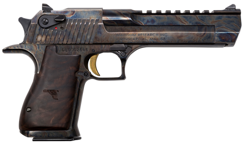 Magnum Research DE357CH Desert Eagle Mark XIX 357 Mag 6" 9+1 Color Case Hardened Carbon Steel with Clear Cerakote Frame & Slide Walnut with Engraved Desert Eagle Logo Grip
