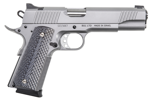 Magnum Research DE1911GSS Desert Eagle 1911 G 45 ACP 8+1, 5.01" Stainless Steel Bull Barrel, Matte Stainless Steel Serrated Slide & Frame w/Beavertail, Black/Gray G10 Grip, Grip Safety, Right Hand