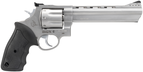 Taurus 2-608069 608  Large 357 Mag/38 Special +P 8 Shot 6.50" Matte Stainless Steel Ported Barrel, Cylinder & Frame, Black Finger Grooved Rubber Grip, Transfer Bar Safety, Exposed Hammer