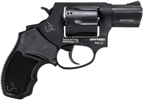 Taurus 2-85621UL 856 Ultra-Lite Small Frame 38 Special +P 6 Shot 2" Matte Black Carbon Steel Barrel & Cylinder, Matte Black Anodized Aluminum Frame, Black Finger Groove Rubber Grip