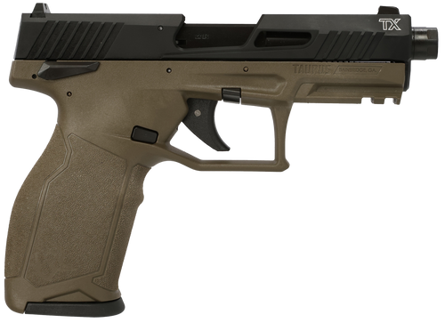 Taurus 1-2TX22141O-10 TX22  22 LR 10+1 4.60" Matte Black Threaded Barrel, Black Hard Coat Anodized Optic Ready/Serrated Slide, OD Green Polymer Frame w/Picatinny Rail, Textured Grip