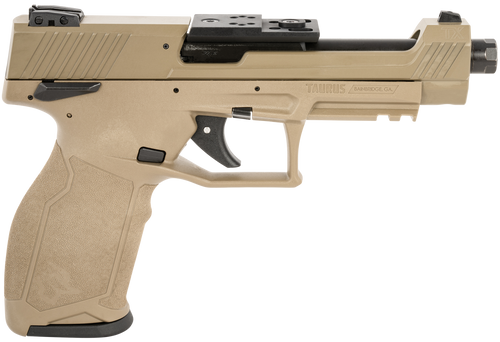 Taurus 1TX22C15UFCK TX22 Competition 22 LR 16+1 5.40" Matte Black Bull/Steel/Threaded Barrel, Flat Dark Earth Aluminum/Optic Cut/Serrated Slide & Polymer Frame w/Picatinny Rail w/FDE Polymer Grips