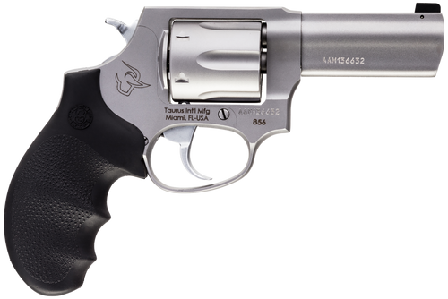 Taurus 2-85639NS 856 Defender Small 38 Special +P 6 Shot 3" Matte Stainless Steel Barrel, Cylinder & Frame, Hogue Finger Grooved Grip, Transfer Bar Safety, Exposed Hammer