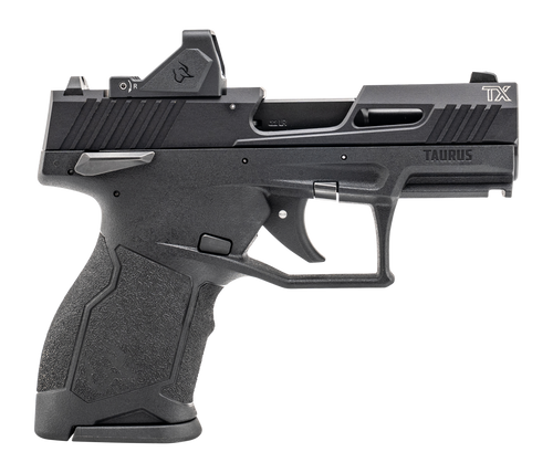 Taurus 1-TX22131-10RD TX22 w/Optic Compact 22 LR 10+1 3.60" Matte Black Barrel, Black Hard Coat Anodized Serrated w/Optic Slide, Black Polymer Frame w/Accessory Rail, Textured Grip, Viridian RFX-11 Gr