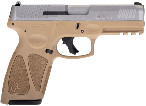 Taurus 1G3B949T G3  Full Size Frame 9mm Luger 15+1/17+1 4" Matte Stainless Steel Barrel, Matte Serrated Stainless Steel Slide, Tan Polymer Frame w/Picatinny Rail, Tan Polymer Grip, Right Hand