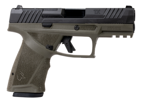 Taurus  TX 9  Compact 9mm Luger 15+1 4" Black Barrel, OD Green Alloy Steel Optic Ready/Serrated Slide, Black Stainless Steel Frame w/Picatinny Rail, Interchangeable Backstrap Grip