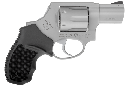 Taurus 2-856029CH 856  Small 38 Special +P 6 Shot 2" Matte Stainless Steel Barrel, Cylinder & Frame, Black Finger Grooved Rubber Grip, Transfer Bar Safety, Concealed Hammer