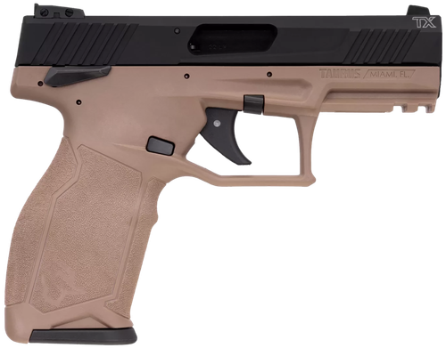 Taurus 1-2TX22141F-10 2TX  Full Size Frame 22 LR 10+1 4.60" Matte Black Threaded Barrel, Black Anodized Serrated Slide, Flat Dark Earth Polymer Frame w/Picatinny Rail, Textured Grip