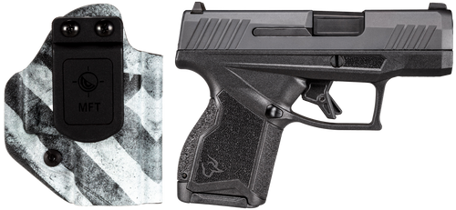 Taurus 1-GX4M931-CK7 GX4  9mm Luger 11+1 3.06" Satin Black DLC Steel Barrel, Black Nitride Serrated Slide, Black Polymer Frame w/ Interchangeable Backstrap Grips Includes B&W US Flag Holster