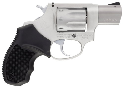 Taurus 2942029UL 942 Ultra-Lite 22 LR 8rd 2" Matte Stainless Finish Barrel, Matte Stainless Finish Cylinder, Stainless Anodized Finish Aluminum Frame & Finger Grooved Black Polymer Grip