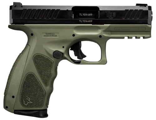 Taurus 1TS9SR041O TS9  Full Size 9mm Luger 17+1 4" Matte Black Steel Barrel, Matte Black Serrated Slide, OD Green Polymer Frame w/Picatinny Rail w/OD Green Polymer Grip W/Interchangeable Backstraps