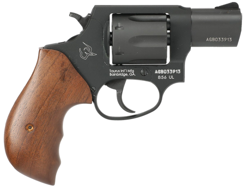Taurus 2-85621ULTW 856 Ultra-Lite Small Frame 38 Special +P 6 Shot 2" Matte Black Carbon Steel Barrel & Cylinder, Matte Black Anodized Aluminum Frame, Walnut Grip