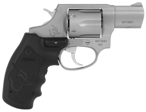 Taurus 2-856029VL 856 w/Laser Small 38 Special +P 6 Shot 2" Matte Stainless Steel Barrel, Cylinder & Frame, Black Finger Grooved Rubber Grip, Viridian Laser Transfer Bar Safety, Exposed Hammer