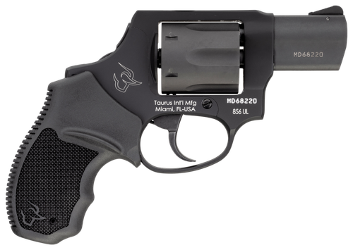 Taurus 2-856021ULCH 856 Ultra-Lite 38 Special +P 6rd 2" Matte Black Carbon Steel Cylinder & Barrel Matte Black Anodized Aluminum Frame Black Rubber Grip (Concealed Hammer)