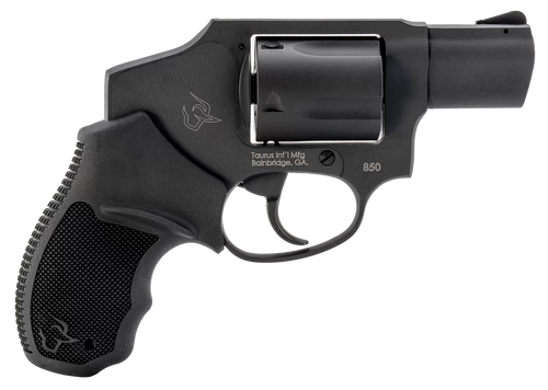 Taurus 2-850121 850  Small 38 Special 5 Shot 2" Matte Black Alloy Steel Barrel, Cylinder & Frame, Black Rubber Grip, Transfer Bar Safety, Concealed Hammer