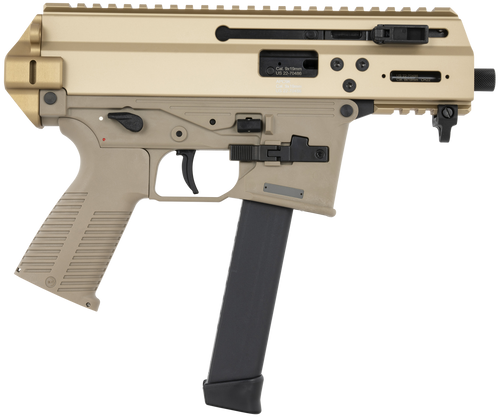 B&T Firearms 36176502GCT APC9K  9mm Luger 33+1 4.30" Black Steel Barrel, Coyote Tan Picatinny Rail Receiver, Brace Adapter, Coyote Polymer Grips, Ambidextrous