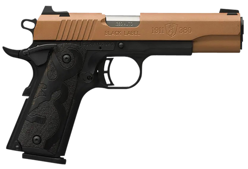 Browning 051987492 1911 Black Label Full Size Frame 380 ACP 8+1 4.25" Matte Stainless Steel Barrel, Copper Cerakote Serrated Stainless Steel Slide, Matte Black Polymer Frame, Black Polymer Grip