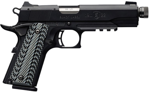 Browning 051820490 1911-22 Black Label SR Full Size 22 LR 10+1, 4.88" Stainless Steel Threaded Barrel, Matte Black Serrated Slide & Polymer Frame w/Beavertail & Picatinny Rail