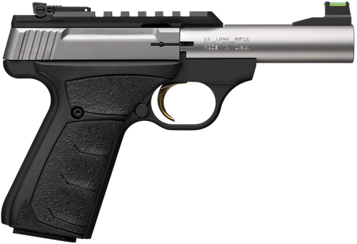 Browning 051605490 Buck Mark Plus Micro Bull 22 LR 10+1 4" Stainless Bull Barrel, Stainless Serrated Slide w/Picatinny Rail, Matte Black Alloy Steel Frame, Black Overmolded UFX Grip