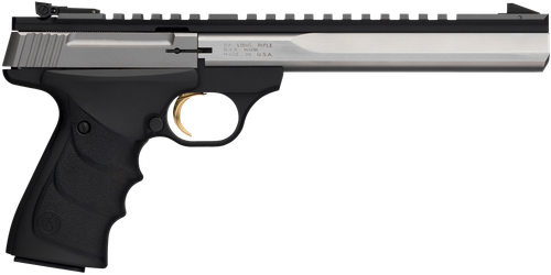 Browning 051508490 Buck Mark Contour 22 LR 10+1 7.25" Contoured Barrel, Matte Stainless Serrated Steel Optic Ready Slide, Matte Black Aluminum Frame, Finger Grooved Black Ultragrip RX Grip