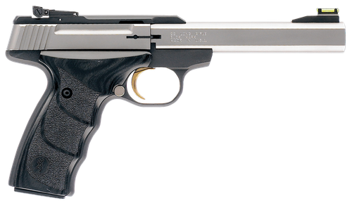 Browning 051427490 Buck Mark Plus *CA Compliant 22 LR 10+1 5.50" Slab Side Barrel, Serrated SS Slide, Matte Black Aluminum Frame, Black Laminate Wood Grips