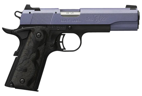 Browning 051893490 1911 Black Label Full Size Frame 22 LR 10+1, 4.25" Matte Stainless Steel Barrel, Crushed Orchid Cerakote Serrated Slide, Matte Black Polymer Frame w/Beavertail