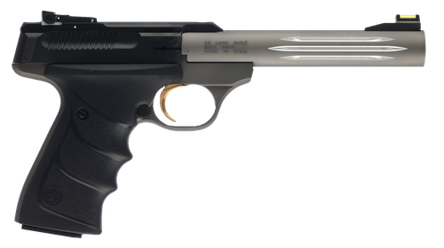 Browning 051461490 Buck Mark Lite *CA Compliant 22 LR 10+1 5.50" Matte Gray Fluted Barrel, Serrated Steel Slide, Matte Gray Aluminum Frame & Black Ultragrip RX Grips