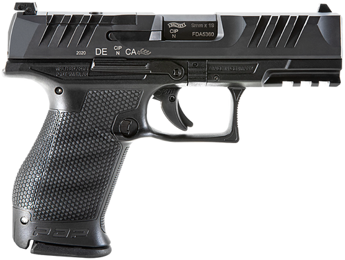 Walther Arms 2854686 PDP  Compact Frame 9mm Luger 10+1 4" Black Steel Barrel, Black Optic Ready/Serrated Steel Slide, Black Polymer Frame w/Picatinny Rail, Textured Polymer Grip, Ambidextrous