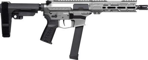 CMMG 99A520FTNG Banshee FE MkGs 9mm Luger 33+1 8" Black Nitride Threaded Barrel, M-LOK Handguard, Tungsten Cerakote Aluminum Receiver w/Picatinny Rail, Black Polymer CMMG RipBrace, CMMG Zeroed Grip