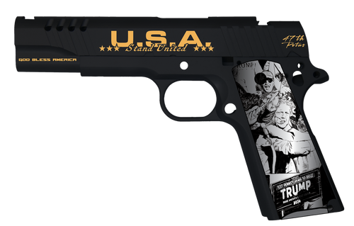 AUTO 1911TCAC18 1911 45 5" 7R TRUMP FIGHT BK/GLD