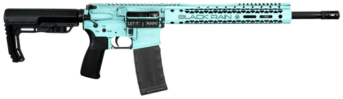 Black Rain Ordnance FUSIONTBB Fission  5.56 NATO 30+1 16" Black Nitride Threaded Barrel, Robin Egg Blue Battleworn Aluminum Receiver w/Picatinny Rail, M-LOK Handguard, MFT Minimalist Black Polymer Sto