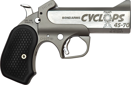 Bond Arms BACY Cyclops  45-70 Gov 1rd Shot 4.25" Stainless Stainless Steel Barrel Matte Stainless Black Extended B6 Resin Grips