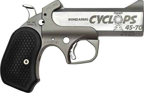Bond Arms BACY Cyclops  45-70 Gov 1rd Shot 4.25" Stainless Stainless Steel Barrel Matte Stainless Black Extended B6 Resin Grips