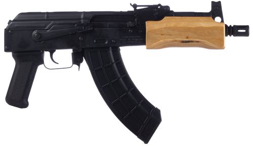 Century Arms HG2137N Draco Mini 7.62x39mm 30+1 7.75" Black Threaded Barrel, Black Steel Stamped Metal Receiver, Black Polymer Grip, Wood Handguard, Right Hand