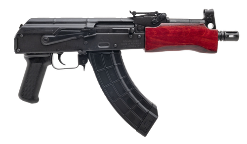 Century Arms HG2137PRN Draco Mini 7.62x39mm 30+1 7.75" Black Threaded Barrel, Black Steel Stamped Metal Receiver, Black Polymer Grip, Red Wood Handguard, Rear Picatinny Rail, Right Hand