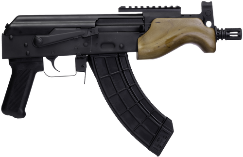 Century Arms HG7596N Draco Micro 7.62x39mm 30+1 6.25" Black Threaded Barrel, Black Anodized Picatinny Rail Receiver, Black Polymer Grip, Wood Furniture