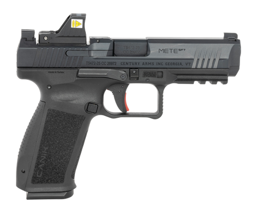 Canik HG6595OSVN Mete SFT One Series w/Optic 9mm Luger 18+1 4.46" Black Barrel, Black Nitride Steel Serrated w/Optic Slide, Black Polymer Frame w/Beavertail & Picatinny Rail, Interchangeable Backstrap