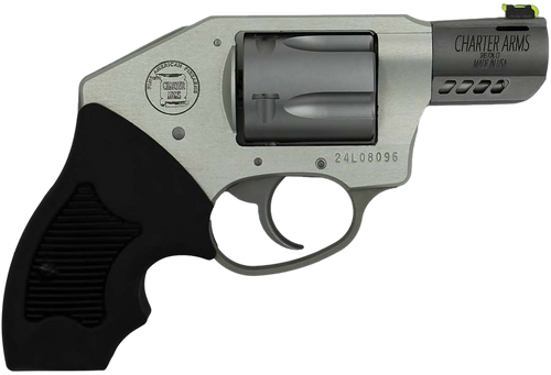 Charter Arms 53801 Off Duty Coyote 380 ACP 5rd 2" Matte Stainless Ported Barrel & Cylinder, Anodized Aluminum Frame, Black Finger Grooved Rubber Grip, Concealed Hammer