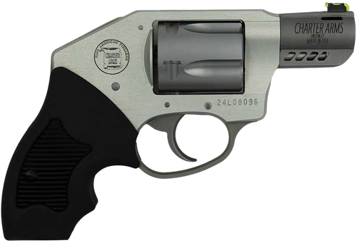Charter Arms 53801 Off Duty Coyote 380 ACP 5rd 2" Matte Stainless Ported Barrel & Cylinder, Anodized Aluminum Frame, Black Finger Grooved Rubber Grip, Concealed Hammer