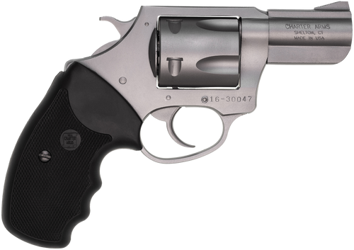 Charter Arms 74020 Pitbull  Large 40 S&W 5 Shot 2.30" Matte Stainless Steel Barrel, Cylinder & Frame w/Black Finger Grooved Rubber Grip