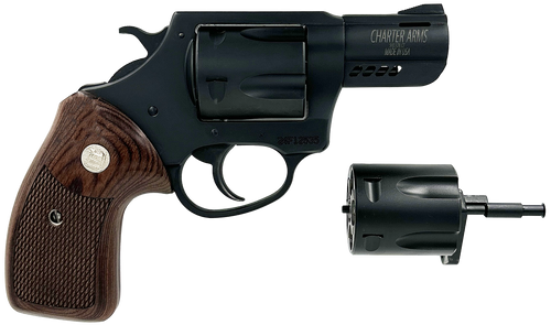 Charter Arms 13920 Double Dog  Large 9mm Luger/357 Mag/38 Special 5 Shot 2.20" Overall Black Passivate Stainless Steel Ported Barrel, Cylinder & Frame, Walnut Grip, Exposed Hammer
