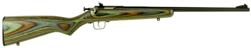 Crickett KSA2252 Youth  22 LR 1rd 16.12" Blued Barrel & Receiver, Fixed Front/Adjustable Rear Peep Sights, Camo Laminate Stock w/11.5" LOP, Rebounding Firing Pin Safety