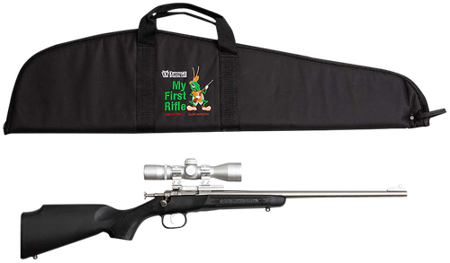Crickett KSA2245BSC My First Rifle Package 22 S/L/LR Single Shot 16.10" Stainless Steel Barrel & Receiver, Black Synthetic Fixed Stock, 4x32 Scope